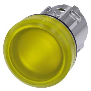 ЭЛЕМЕНТ СВЕТОВОГО ИНДИКАТОРА С ЖЁЛТЫМ РАССЕИВАТЕЛЕМ, 22MM, КРУГЛ., ГЛЯНЦЕВЫЙ МЕТАЛЛ, РАССЕИВАТЕЛЬ МА