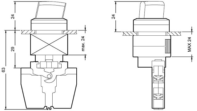 Переключатель круглый I-0-II Siemens 3SB3208-2EA11