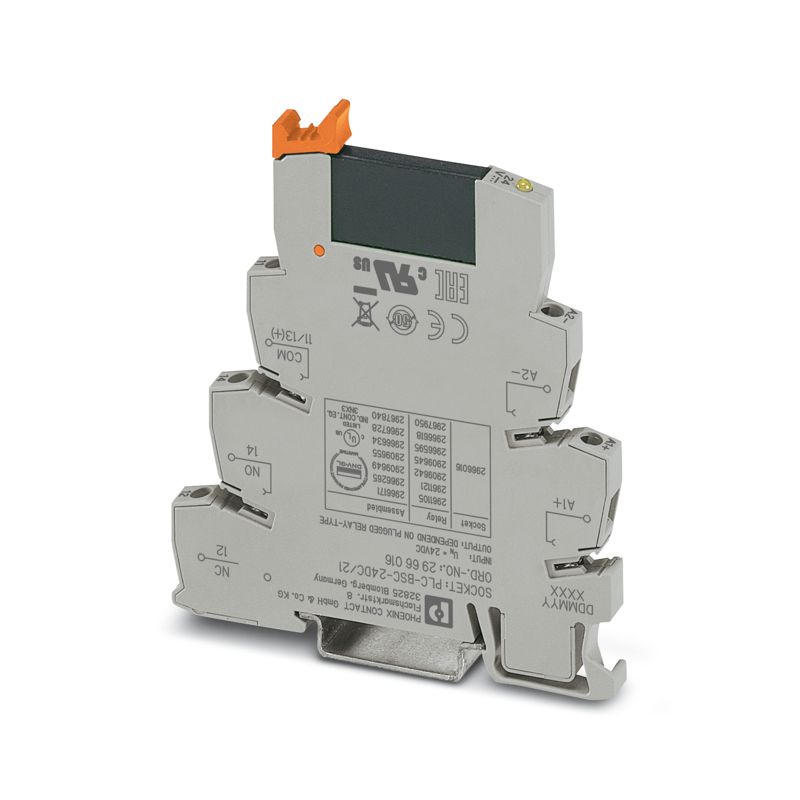 PLC-OSC- 24DC/ 48DC/100. Втычное реле с базой, полупроводн., 1НО контакт, упр. DC24В