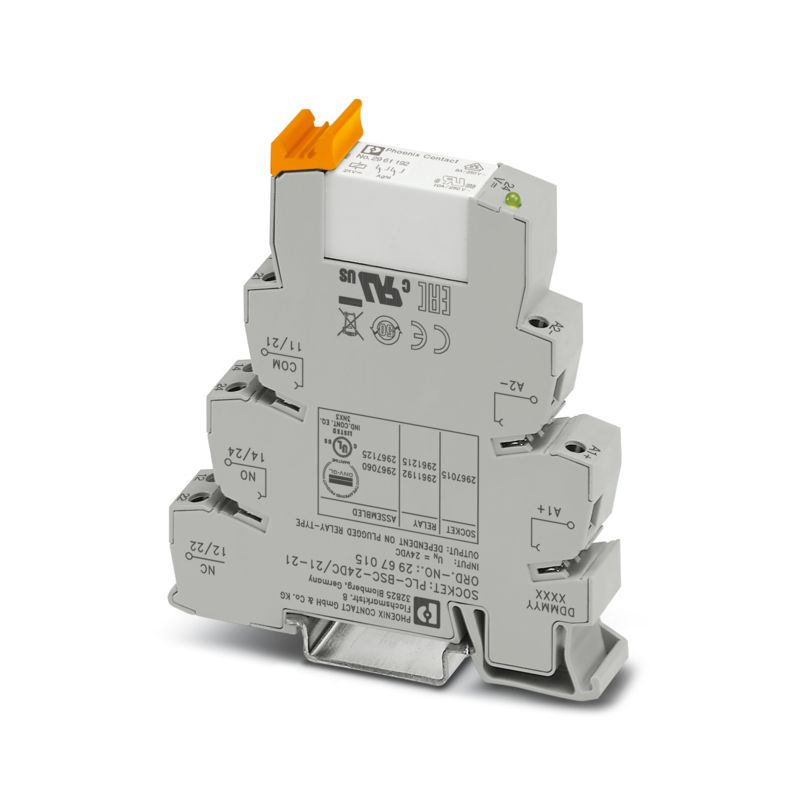 PLC-RSC-24DC/21-21 Интерфейсный блок PLC, состоит из базового клеммно-го модуля PLC-BSC.../21 с винт